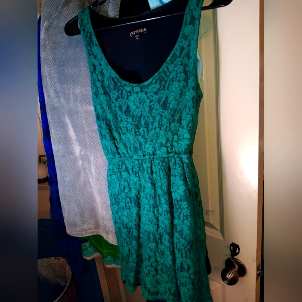 Express Emerald Green Lace Dress